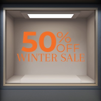 50% off orange, Εκπτωτικά, Αυτοκόλλητα βιτρίνας, 80 x 35 εκ. (51628)